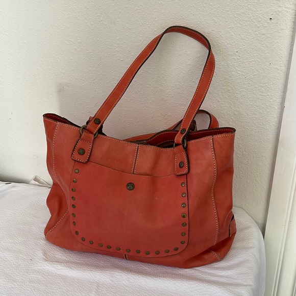 Patricia Nash leather coral/orange Tote large bag